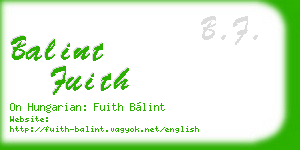 balint fuith business card