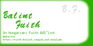 balint fuith business card
